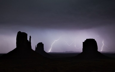 Lightning over Monument Valley, Utah.
