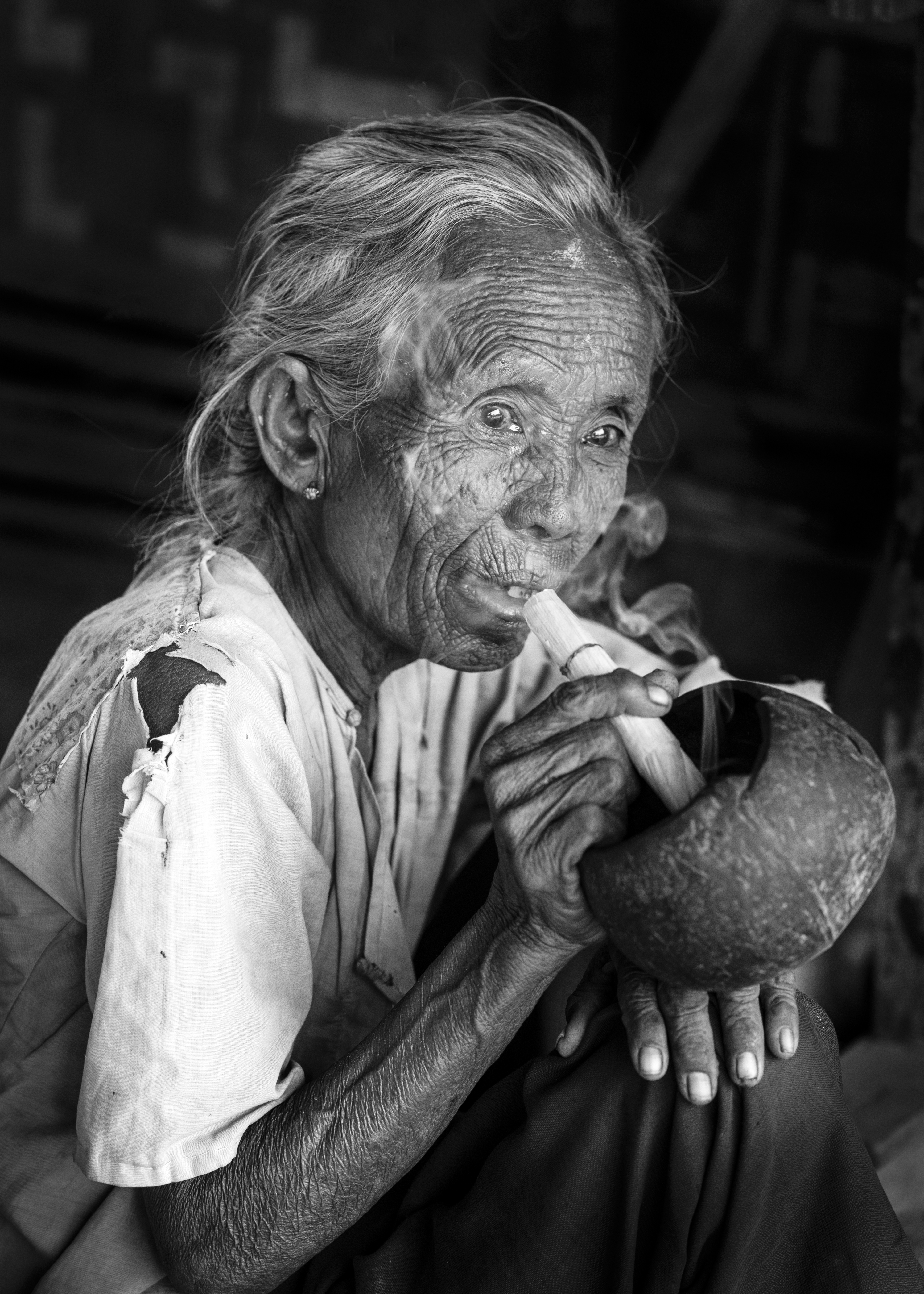 Old Woman Smoking Cheroot
