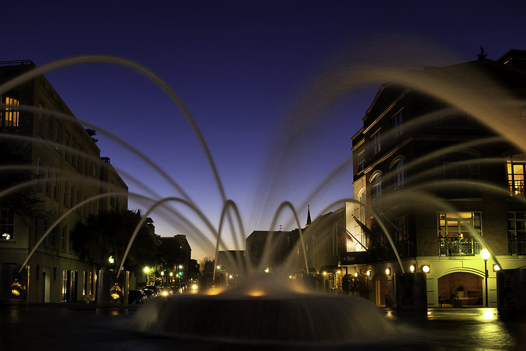 Waterfront Park Fountain Twilight
