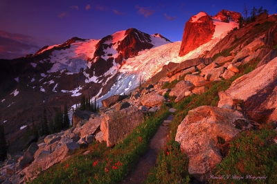 Sunrise in the Bugaboo Mountains in the Purcell Mountains Bugaboo Provincial Park in Canada