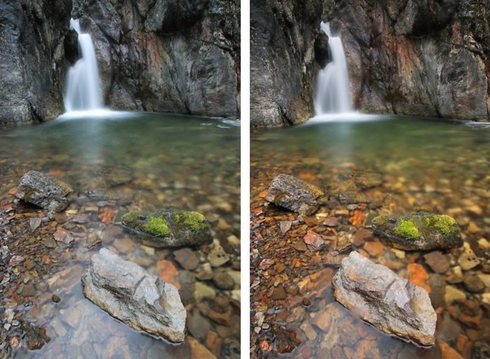 Photos taken with and without LB Neutral Polarizer