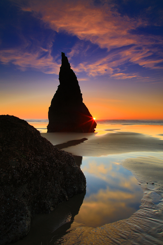 Sunset and The Magicians Hat From Face Rock Beach in Along the O